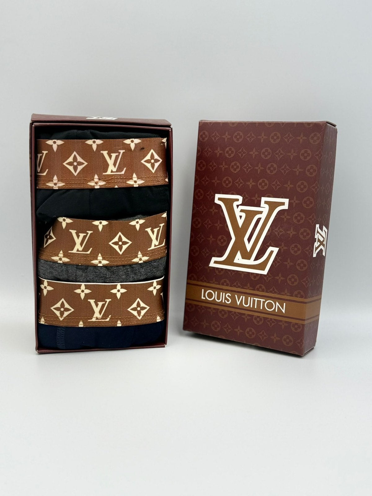 Louis Vuitton Signature Brown – Комплект 3 мъжки боксерки