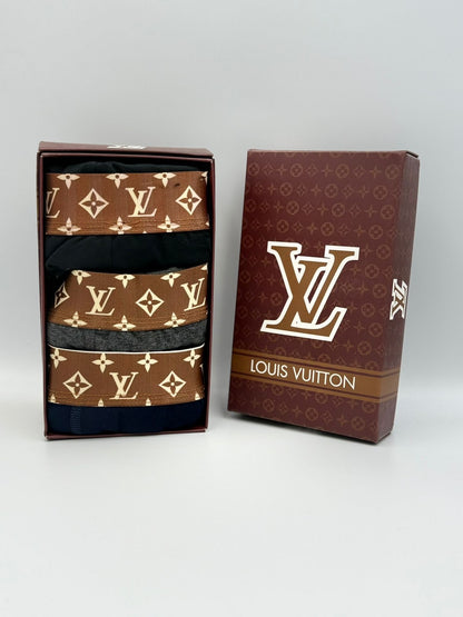 Louis Vuitton Signature Brown – Комплект 3 мъжки боксерки