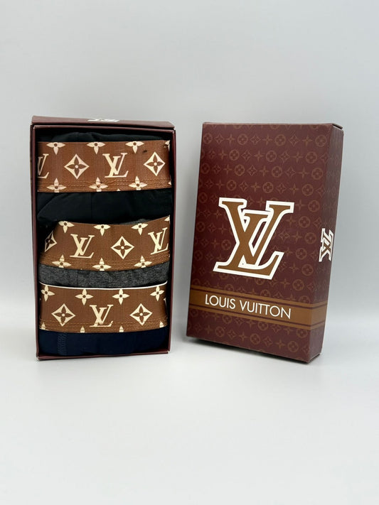 Louis Vuitton Signature Brown – Комплект 3 мъжки боксерки
